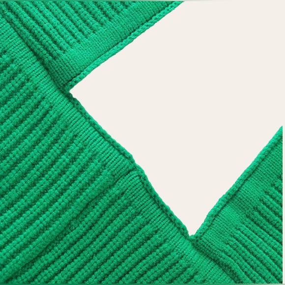 Womens|Knit Halter Crop Top|Medium M|Green|Stretch - Picture 6 of 8